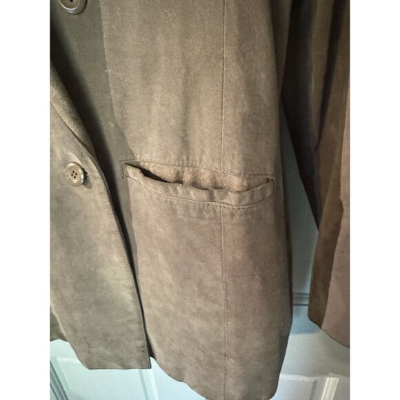 Vintage Womens Double-Breasted Genuine Leather Blazer Jacket Size XL Tan Made In - Picture 11 of 14